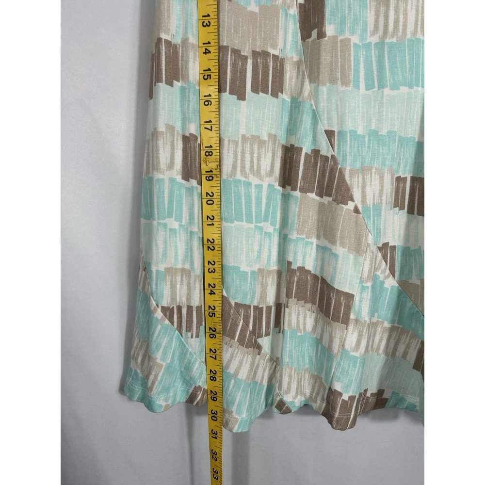 Multiples Women's Jersey Knit Maxi Skirt Size M Blue Brown Geo 90s Boho Feminine - Picture 11 of 13